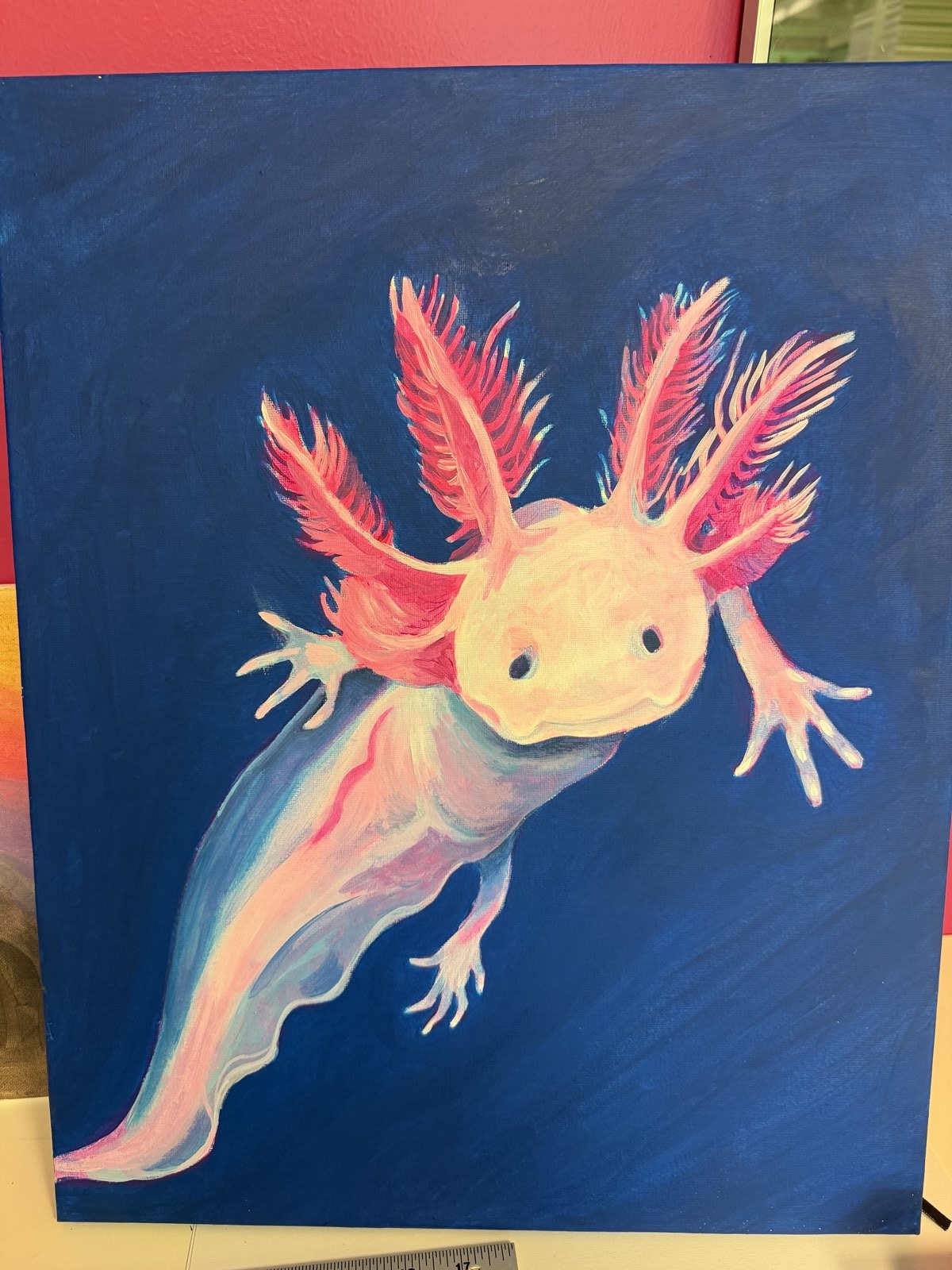 Painted axolotl artwork