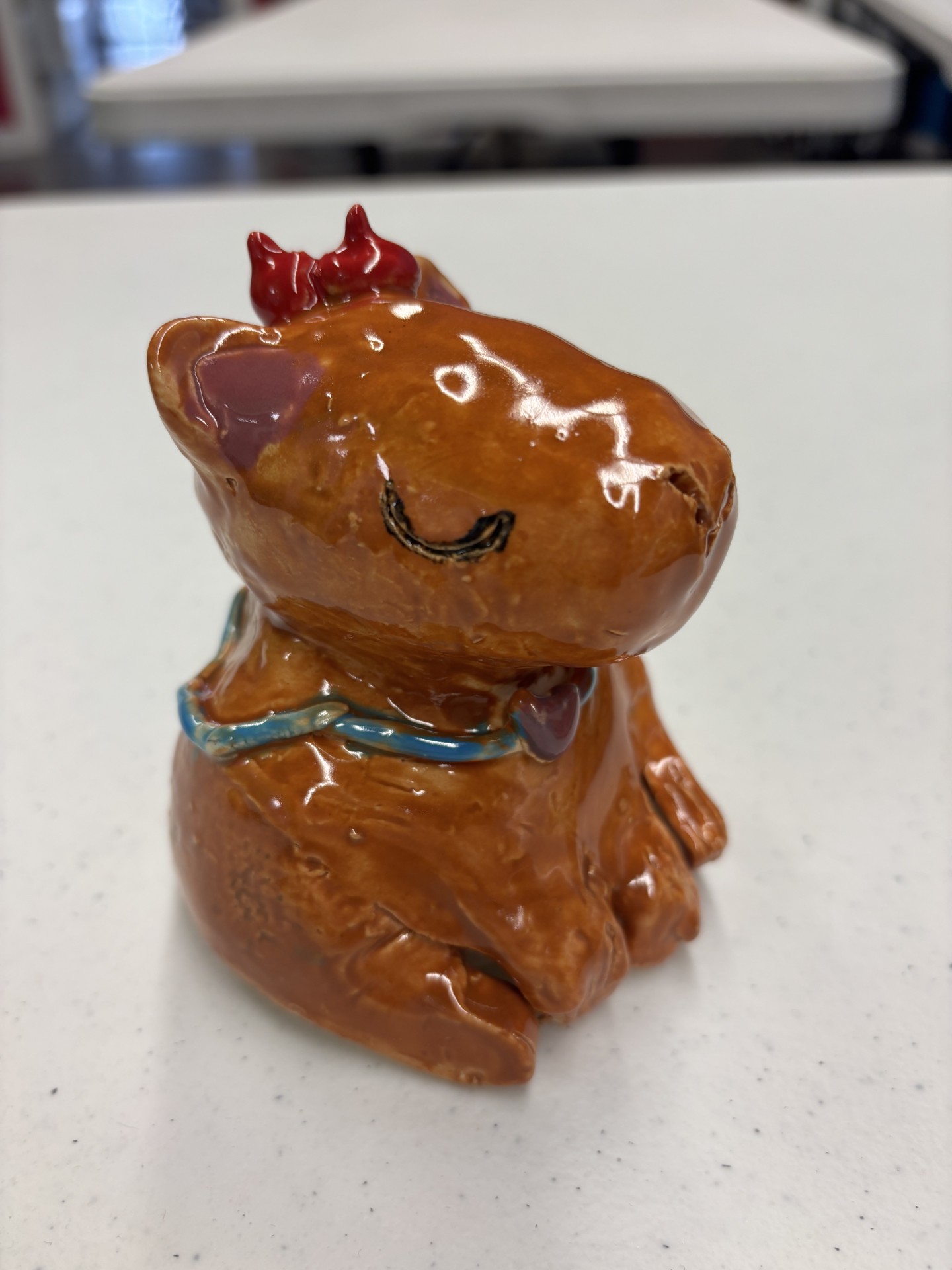 Capybara painting and clay sculpture from the afternoon camp session